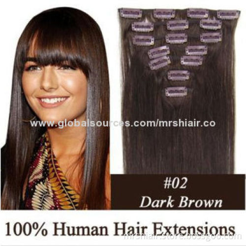 12"-28' #2 dark brown 70/80/100/120g 7pcs Peruvian clip in hair extensions
